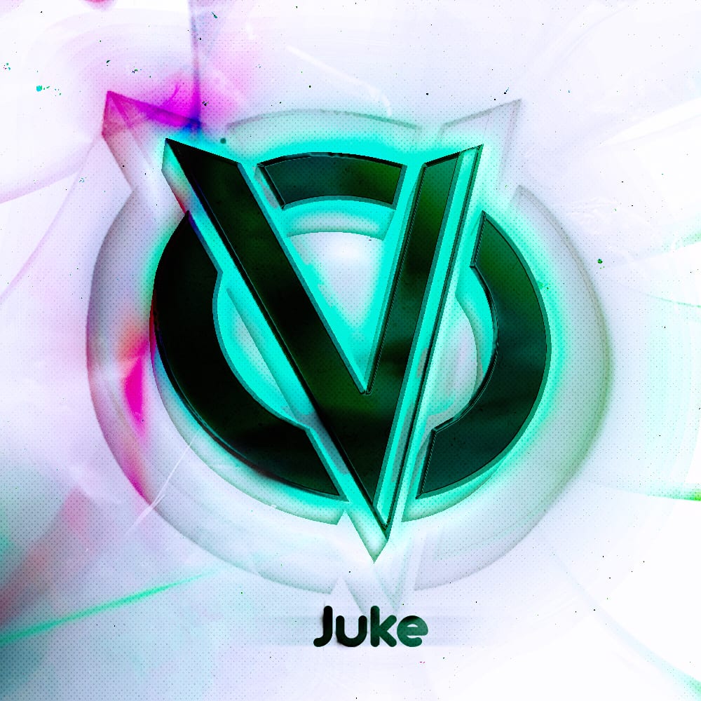 Juke avatar: a dark green V emblem with a teal glow on white